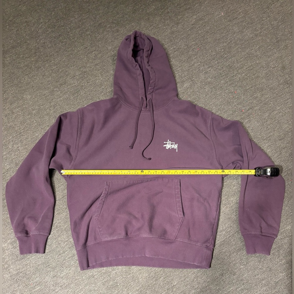 Stussy Purple Sweater with Ribbed Cuffs and Drawstring Hood